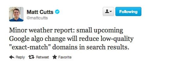 Twitt de Matt cutts